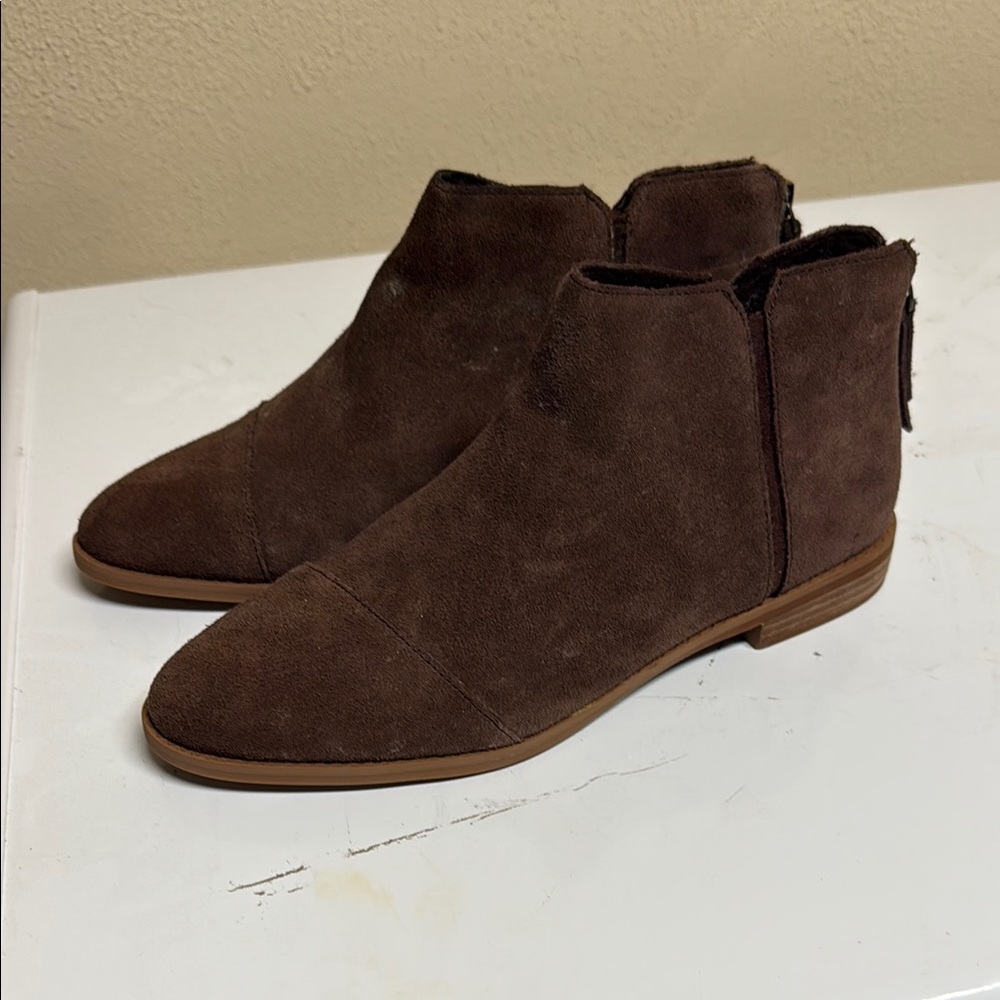 Toms Rylie brown Ankle Boots Suede Minimalist Design